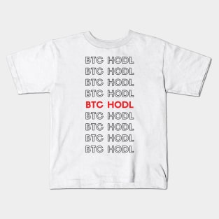 BTC HODL Typography (red) Kids T-Shirt